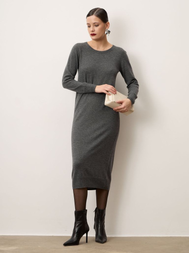 Платье из кашемира 9065а темно-серое