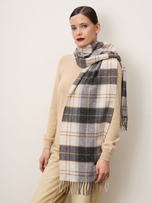 Шарф из шерсти 01219 кремовый-темно-серый