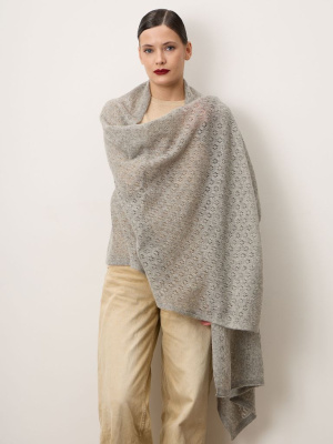 Палантин из шерсти 7W12003 серый