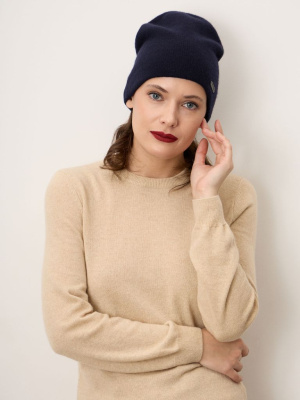 Шапка из кашемира 15-14-019-0C темно-синяя