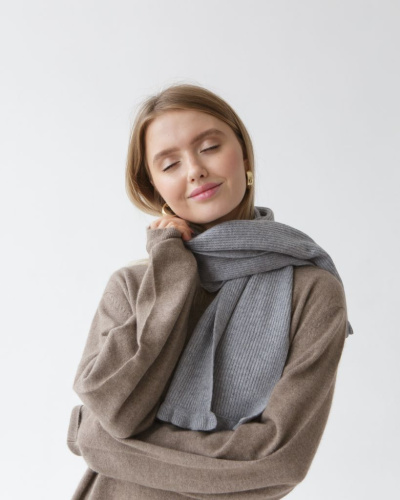 Шарф из кашемира HR Серо-голубой