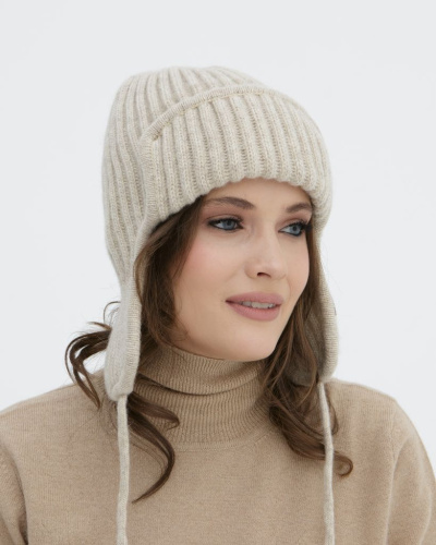 Ушанка из шерсти 3875 серо-бежевая