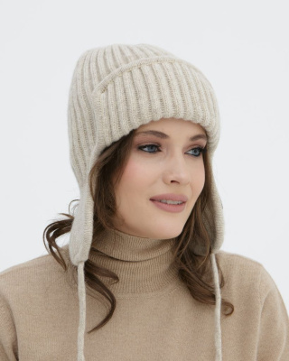 Ушанка из шерсти 3875 серо-бежевая