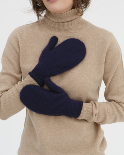 Варежки из монгольского кашемира UL синие