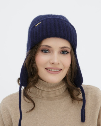 Ушанка из кашемира 3889 синяя