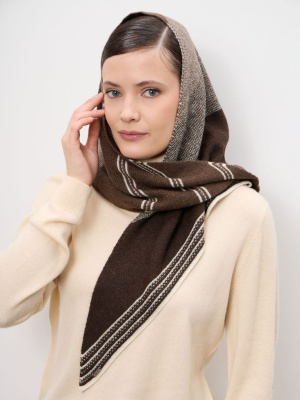 Платок из кашемира и пуха 09081 коричневый