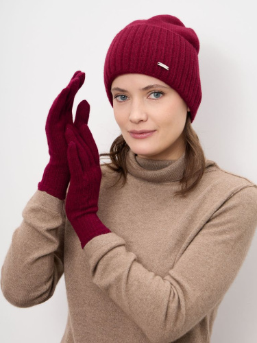 Шапка из кашемира 04301 бордовая