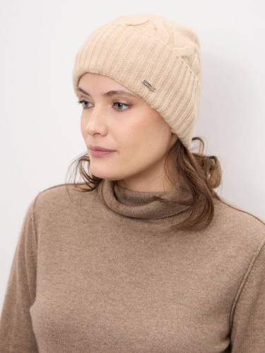 Шапка из кашемира 04343 бежевая