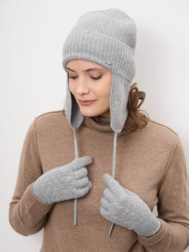 Шапка из кашемира 04341 серо-голубая