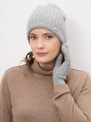 Шапка из кашемира 04336 серо-голубая