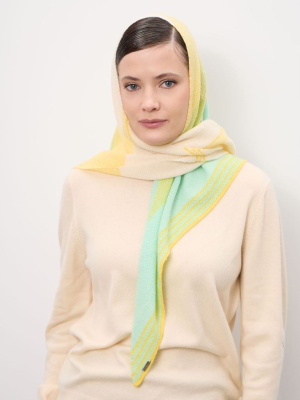 Платок из кашемира 09081 кремово-желтый