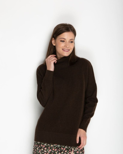 Джемпер из пуха яка 12072 темно-коричневый