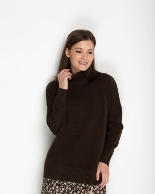 Джемпер из пуха яка 12072 темно-коричневый