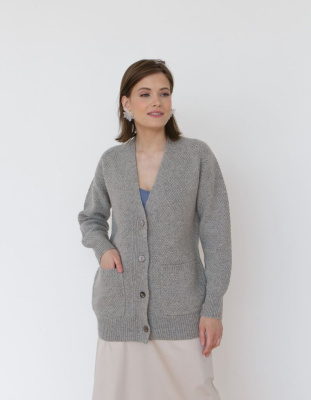 Джемпер из 100% шерсти серый 5W04012