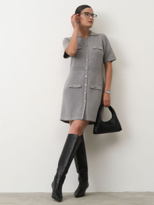 Платье из кашемира 4265 серо-голубое