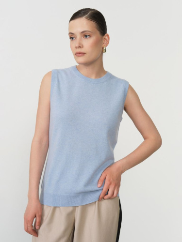 Кофта из кашемира KW030190-E голубая 520