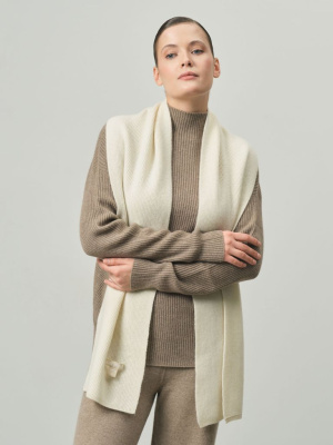 Шарф из кашемира KA210881-F сливочный