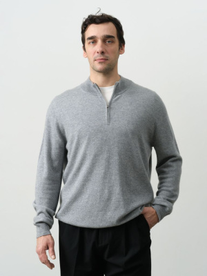 Джемпер из кашемира мужской KM010005-E серо-голубой