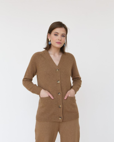 Кардиган из шерсти верблюжонка 4102 рыжий