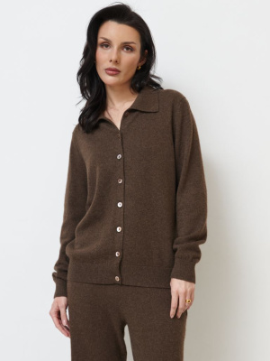 Кардиган из пуха яка 08394 коричневый