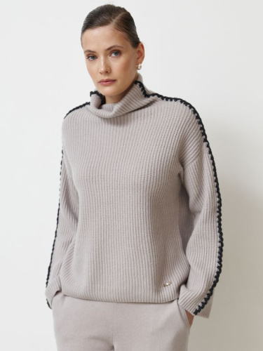 Свитер из кашемира 12227 лунный/антрацит