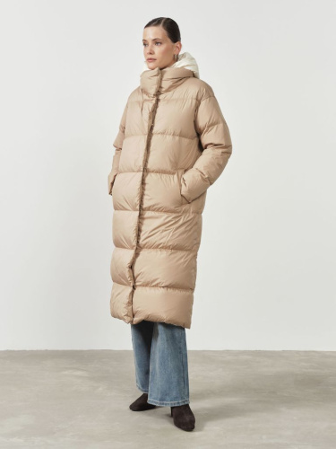 Пальто пуховик 32005 бежевый