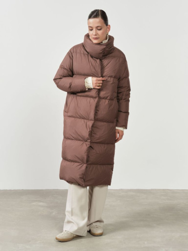 Пальто пуховик 32005 коричневый