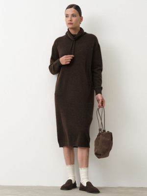 Платье из пуха яка 13132 темно-коричневое