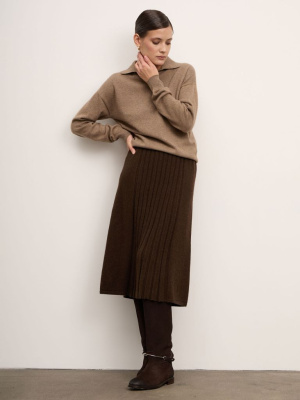 Юбка из пуха яка 07066 темно-коричневая