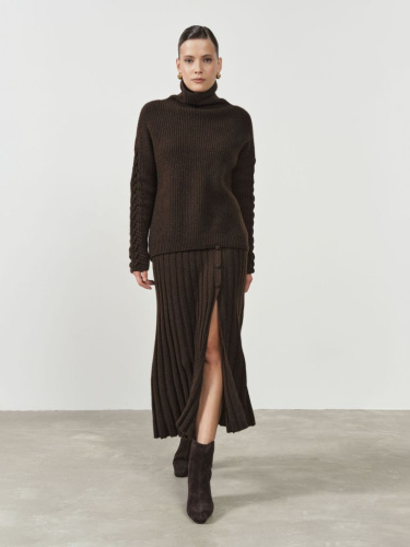 Юбка из пуха яка 07078 темно-коричневая