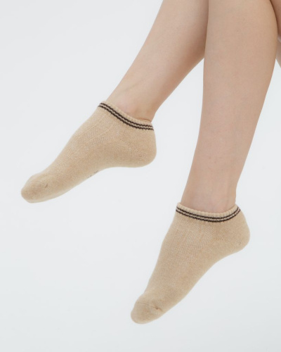 Теплые носки следики из монгольской шерсти бежевые