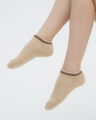 Теплые носки следики из монгольской шерсти бежевые