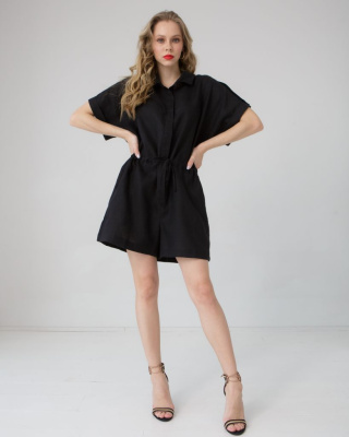 Комбинезон льняной черный 26001