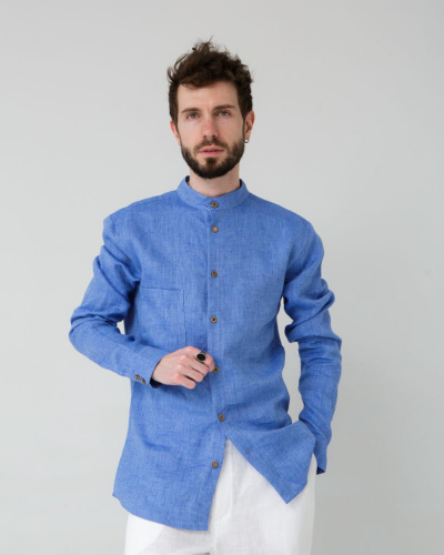 Рубашка льняная меланж 26009