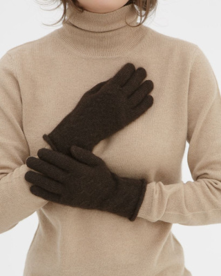 Перчатки из пуха яка UL PR темно-коричневые