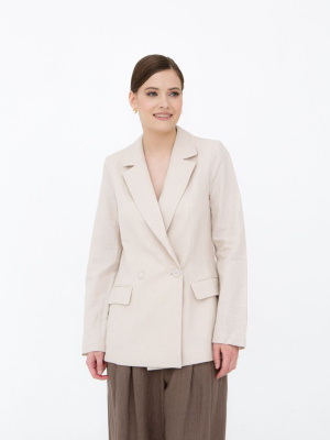 Жакет из льна и хлопка КЛ-7718-ИЛ23 бежевый