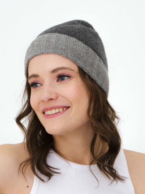 Шапка кашемировая 19309 графит/серый