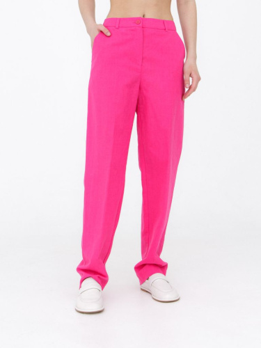 Брюки из льна и хлопка КЛ-7809-ИЛ23 фуксия