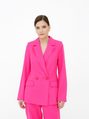 Жакет из льна и хлопка КЛ-7718-ИЛ23 фуксия