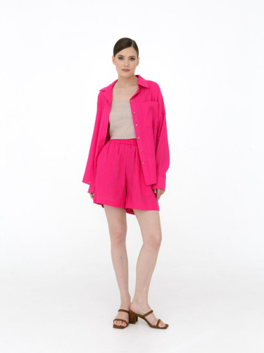 Костюм льняной с шортами 7729 фуксия