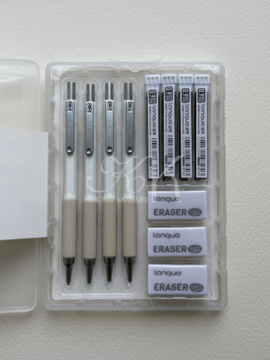 Набор 11 предметов Languo, (карандаши мех.0,9 мм, грифели, ластики)