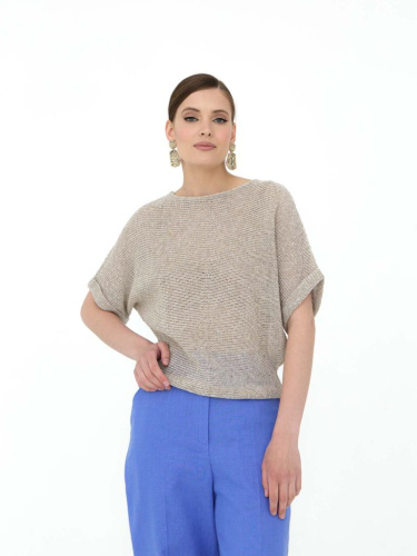 Джемпер льняной Д332 серый меланж