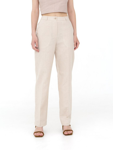 Брюки из льна и хлопка КЛ-7809-ИЛ23 бежевый