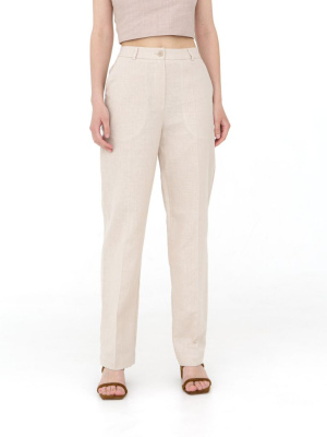 Брюки из льна и хлопка КЛ-7809-ИЛ23 бежевый