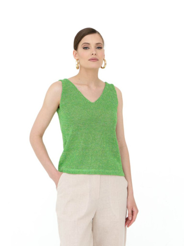 Джемпер льняной Д333 зеленый