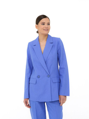 Жакет из льна и хлопка КЛ-7718-ИЛ23 василек