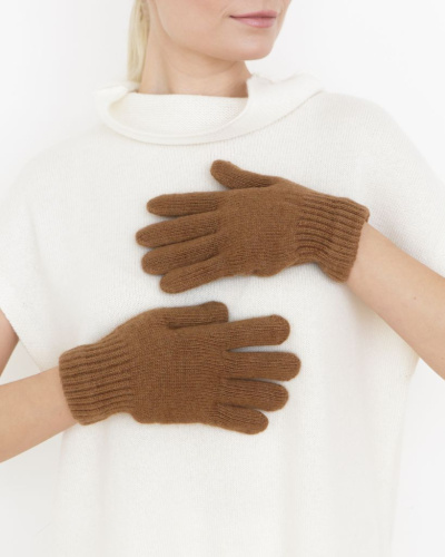 Теплые перчатки из монгольской шерсти рыжие