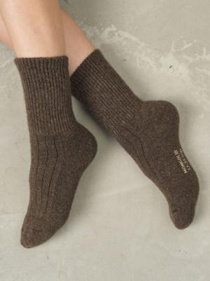 Теплые носки из 100% шерсти темно-коричневые