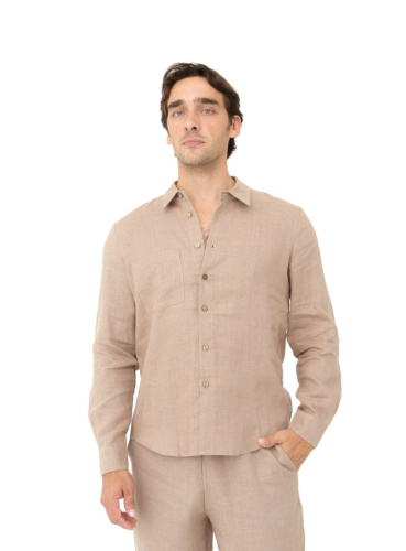 Рубашка льняная мужская 598 мокко