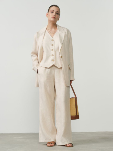 Брюки льняные 630 бежевые